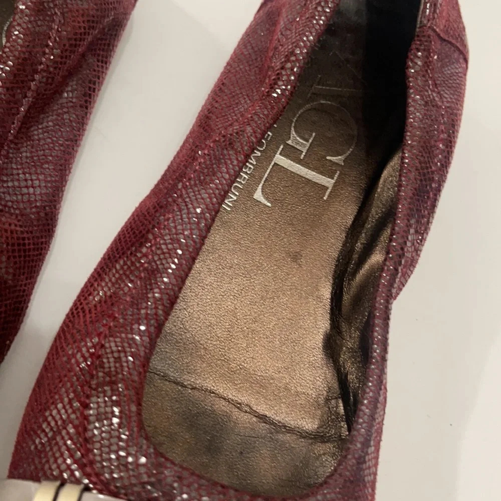 AGL Ladies Burgundy Leather Flats size USA 7 made in Italy - Picture 14 of 15